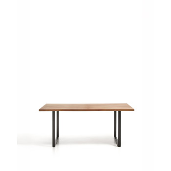 Uxue table in solid acacia wood and black steel legs 160 x 90 cm