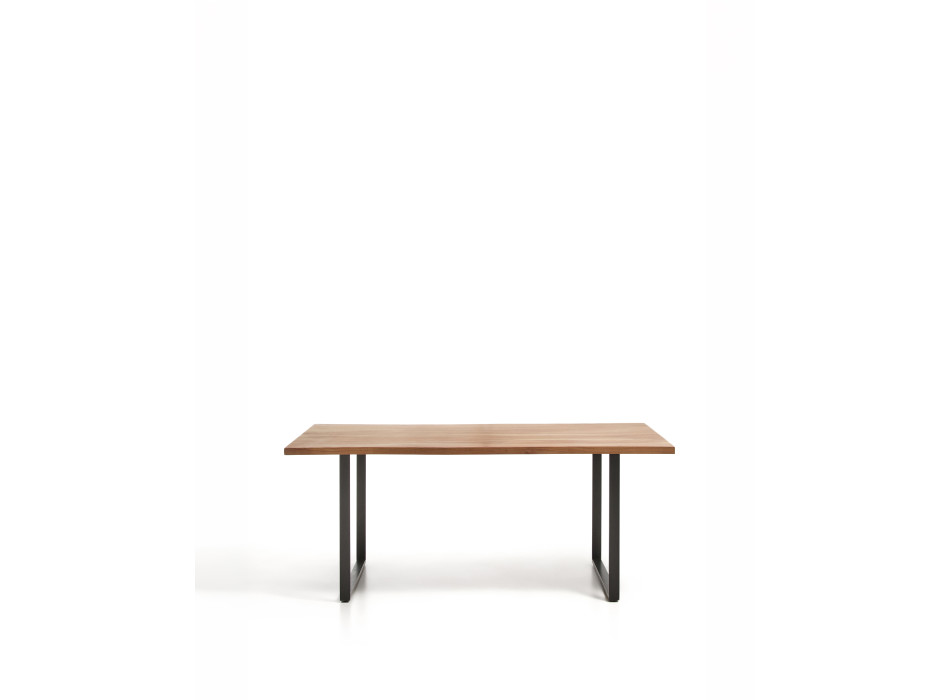 Uxue table in solid acacia wood and black steel legs 160 x 90 cm