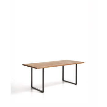 Uxue table in solid acacia wood and black steel legs 180 x 90 cm