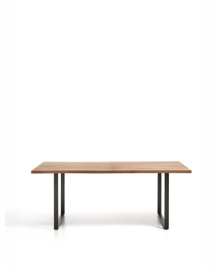 Uxue table in solid acacia wood and black steel legs 180 x 90 cm