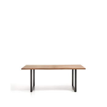 Uxue table in solid acacia wood and black steel legs 180 x 90 cm