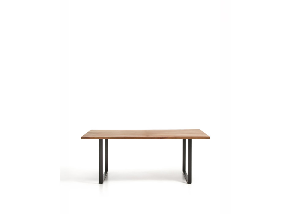 Uxue table in solid acacia wood and black steel legs 180 x 90 cm
