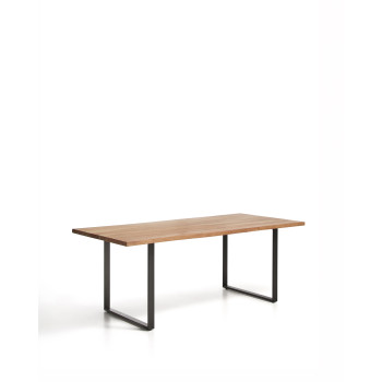 Uxue table in solid acacia wood and black steel legs 200 x 90 cm