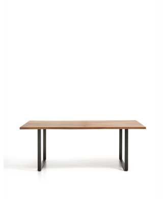 Uxue table in solid acacia wood and black steel legs 200 x 90 cm