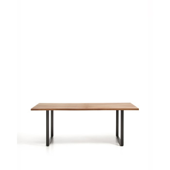 Uxue table in solid acacia wood and black steel legs 200 x 90 cm