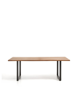 Uxue table in solid acacia wood and black steel legs 220 x 100 cm