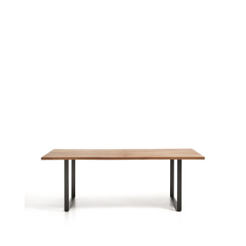 Uxue table in solid acacia wood and black steel legs 220 x 100 cm