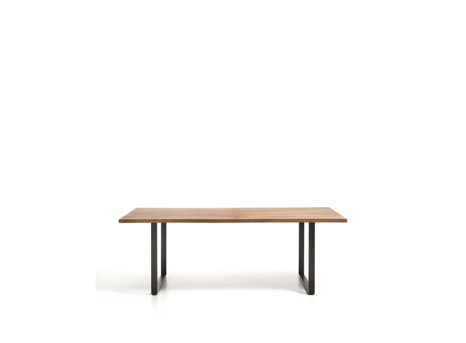 Uxue table in solid acacia wood and black steel legs 220 x 100 cm