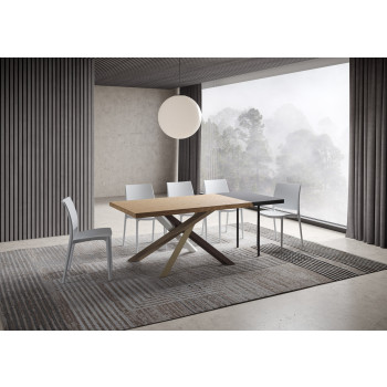 Versalux Barked solid wood table legs 4/C - Extendable table 90x140/190 cm Versalux Barked oak legs 4/C