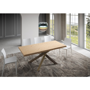 Versalux Barked solid wood table legs 4/C - Extendable table 90x200/300 cm Versalux Barked oak legs 4/C