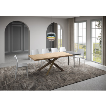 Versalux Barked solid wood table legs 4/C - Extendable table 90x200/300 cm Versalux Barked oak legs 4/C