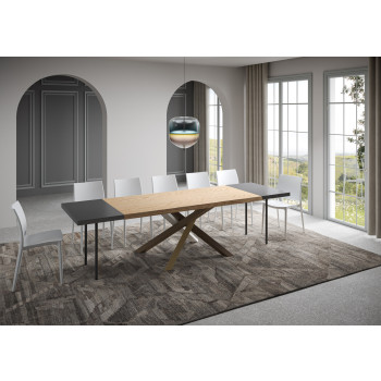 Versalux Barked solid wood table legs 4/C - Extendable table 90x200/300 cm Versalux Barked oak legs 4/C