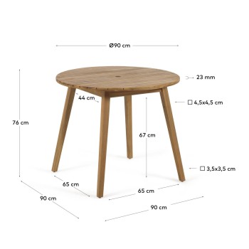 Vilma round outdoor table in solid wood round in solid wood of a
