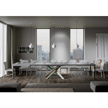 Volantis Color 4/A Table P.90 - Extendable table 130/390x90 cm Volantis white ash multicoloured legs 4/A