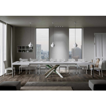 Volantis Color 4/A Table P.90 - Extendable table 130/390x90 cm Volantis white ash multicoloured legs 4/A