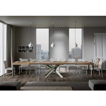 Volantis Color 4/A Table P.90 - Extendable table 160/420x90 cm Volantis white ash multicoloured legs 4/A