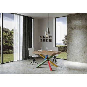 Volantis Color 4/B Table P.90 - Extendable table 140/244x90 cm Volantis white ash multicoloured legs 4/B