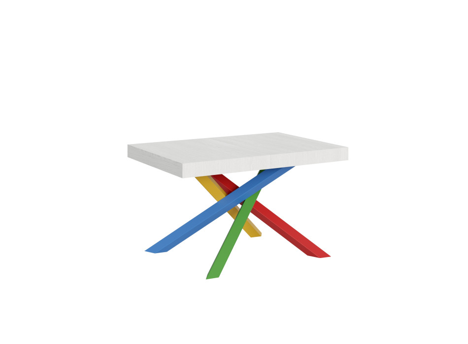 Volantis Color 4/B Table P.90 - Extendable table 140/244x90 cm Volantis white ash multicoloured legs 4/B