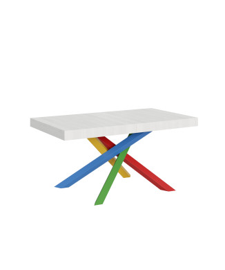 Volantis Color 4/B table P.90 - Extendable table 160/420x90 cm Volantis white ash multicolored legs 4/B