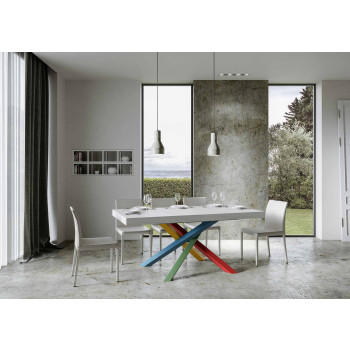 Volantis Color 4/B Table P.90 - Extendable table 200/304x90 cm Volantis white ash multicoloured legs 4/B