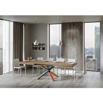 Volantis Color 4/B Table P.90 - Extendable table 200/304x90 cm Volantis white ash multicoloured legs 4/B