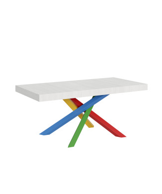 Volantis Color 4/B Table P.90 - Extendable table 200/304x90 cm Volantis white ash multicoloured legs 4/B