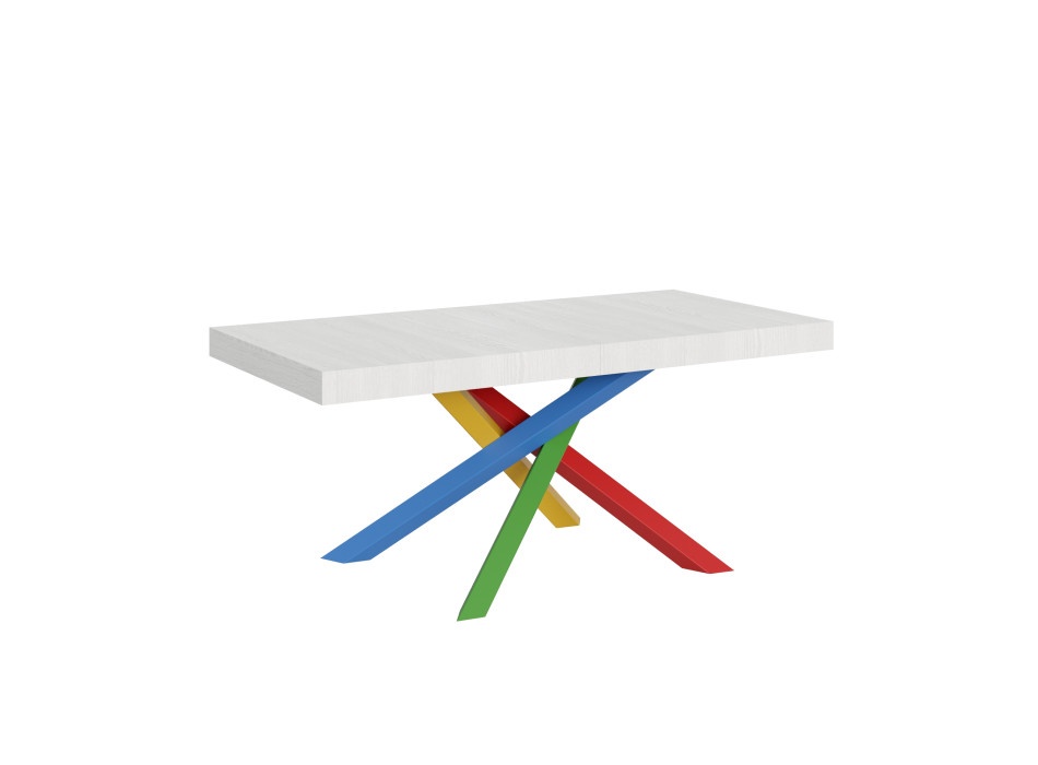 Volantis Color 4/B Table P.90 - Extendable table 200/304x90 cm Volantis white ash multicoloured legs 4/B