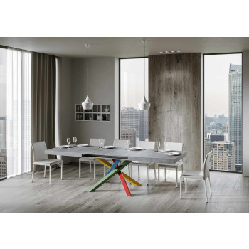 Volantis Color 4/B table P.90 - Extendable table 200/460x90 cm Volantis white ash multicolored legs 4/B