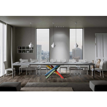 Volantis Color 4/B table P.90 - Extendable table 200/460x90 cm Volantis white ash multicolored legs 4/B