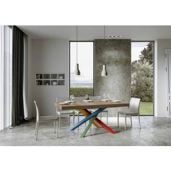 Volantis Color 4/B table P.90 - Extendable table 200/460x90 cm Volantis white ash multicolored legs 4/B