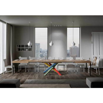 Volantis Color 4/B table P.90 - Extendable table 200/460x90 cm Volantis white ash multicolored legs 4/B