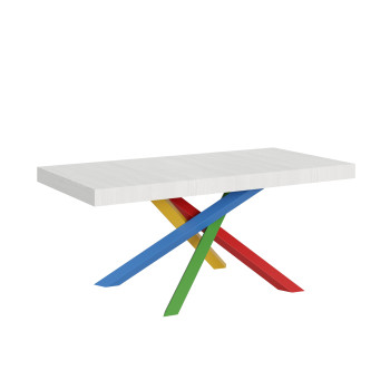 Volantis Color 4/B table P.90 - Extendable table 200/460x90 cm Volantis white ash multicolored legs 4/B