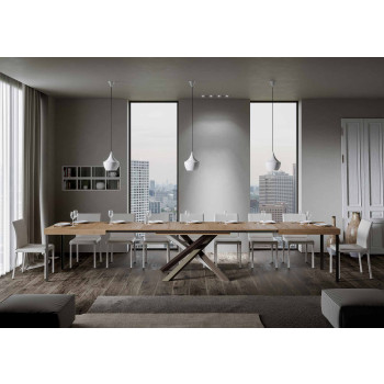 Volantis Color 4/C table P.90 - Extendable table 140/400x90 cm Volantis white ash multicolored legs 4/C