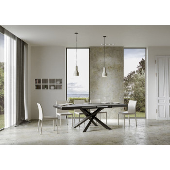 Volantis Evolution table with anthracite legs and frame D.90 - Extendable table 120/224x90 cm Volantis Evolution white ash with anthracite frame and legs