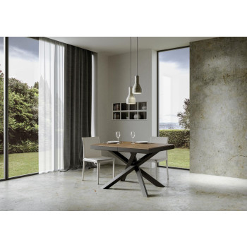 Volantis Evolution table with anthracite legs and frame D.90 - Extendable table 120/224x90 cm Volantis Evolution white ash with anthracite frame and legs