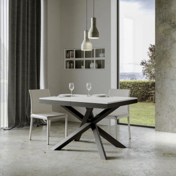 Volantis Evolution table with anthracite legs and frame D.90 - Extendable table 120/224x90 cm Volantis Evolution white ash with anthracite frame and legs