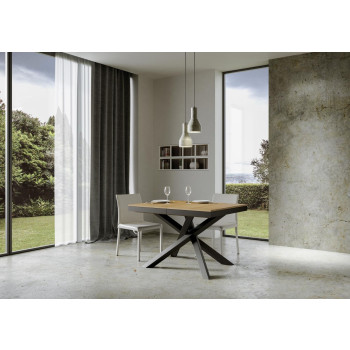 Volantis Evolution table with anthracite legs and frame D.90 - Extendable table 120/224x90 cm Volantis Evolution white ash with anthracite frame and legs