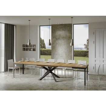 Volantis Evolution table with anthracite legs and frame D.90 - Extendable table 120/380x90 cm Volantis Evolution white ash with anthracite frame and legs