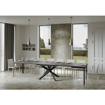Volantis Evolution table with anthracite legs and frame D.90 - Extendable table 120/380x90 cm Volantis Evolution white ash with anthracite frame and legs