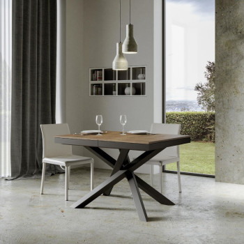 Volantis Evolution table with anthracite legs and frame D.90 - Extendable table 120/380x90 cm Volantis Evolution white ash with anthracite frame and legs