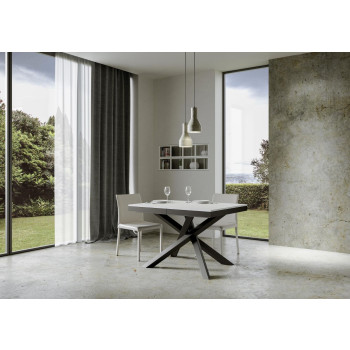 Volantis Evolution table with anthracite legs and frame D.90 - Extendable table 120/380x90 cm Volantis Evolution white ash with anthracite frame and legs