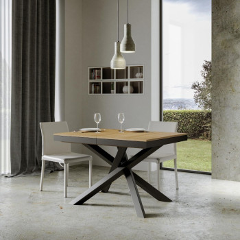 Volantis Evolution table with anthracite legs and frame D.90 - Extendable table 120/380x90 cm Volantis Evolution white ash with anthracite frame and legs