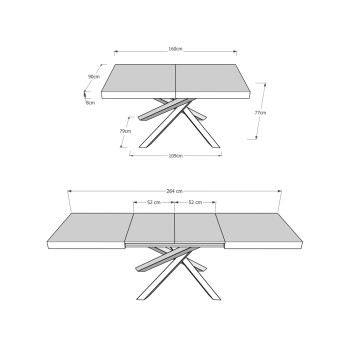 Volantis Evolution table with anthracite legs and frame D.90 - Extendable table 160/264x90 cm Volantis Evolution white ash with anthracite frame and legs