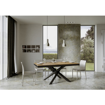 Volantis Evolution table with anthracite legs and frame D.90 - Extendable table 160/264x90 cm Volantis Evolution white ash with anthracite frame and legs