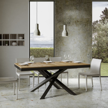 Volantis Evolution table with anthracite legs and frame D.90 - Extendable table 160/264x90 cm Volantis Evolution white ash with anthracite frame and legs