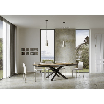 Volantis Evolution table with anthracite legs and frame D.90 - Extendable table 160/420x90 cm Volantis Evolution white ash with anthracite frame and legs