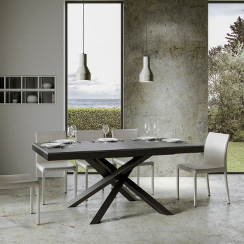 Volantis Evolution table with anthracite legs and frame D.90 - Extendable table 160/420x90 cm Volantis Evolution white ash with anthracite frame and legs