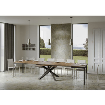 Volantis Evolution table with anthracite legs and frame D.90 - Extendable table 160/420x90 cm Volantis Evolution white ash with anthracite frame and legs
