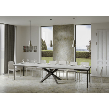 Volantis Evolution table with anthracite legs and frame D.90 - Extendable table 160/420x90 cm Volantis Evolution white ash with anthracite frame and legs