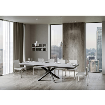 Volantis Evolution table with anthracite legs and frame D.90 - Extendable table 160/420x90 cm Volantis Evolution white ash with anthracite frame and legs